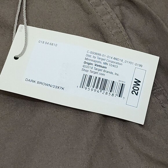 A New Day Womens 20W Chino Brown Stretch Straight Relaxed Cuffed Ankle Pants NWT - Picture 7 of 10